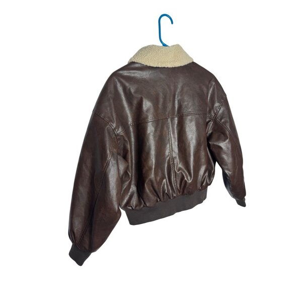 American Eagle Mens Faux Leather Aviator Jacket With Sherpa Collar Size S - Picture 2 of 4